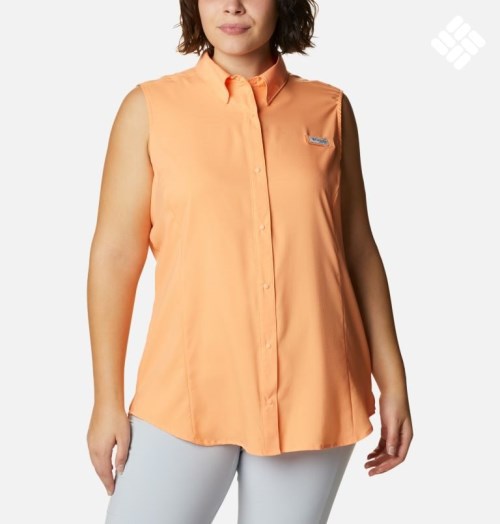 Women's Columbia PFG Tamiami Sleeveless Shirts Orange | Plus Size CA-U45C8